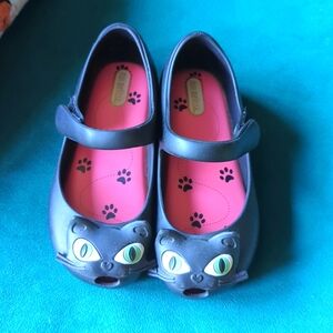 Mini Melissa Black Cat Shoes, Size 10
